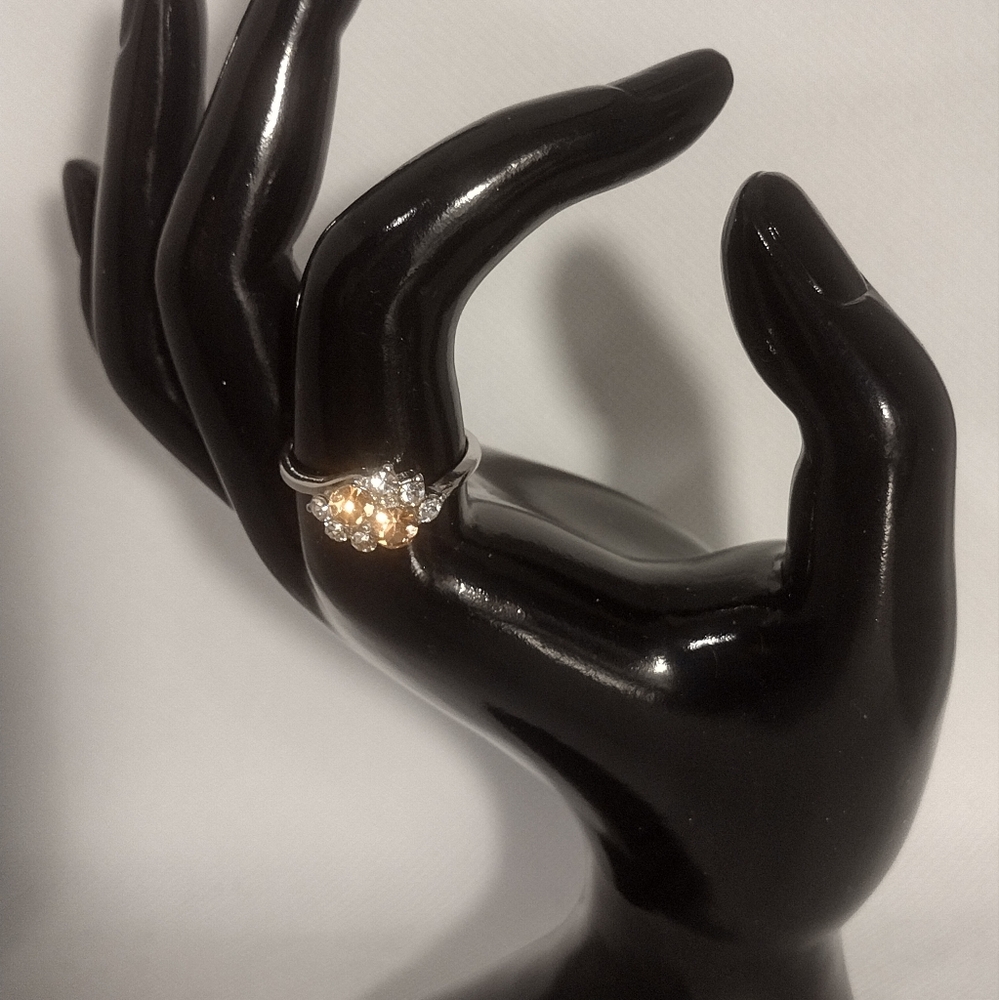 Peach Cluster Silver Ring